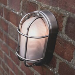 Rackhams Stainless Steel Cast Aluminium Outdoor Oval Bulkhead Wall Light - thumbnail 3