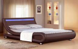 Rackhams Mallorca Faux Leather LED Bed Frame - Modern & Illuminating Feature for Your Stylish Bedroom - White - 4ft6 - thumbnail 3
