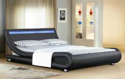 Rackhams Mallorca Faux Leather LED Bed Frame - Modern & Illuminating Feature for Your Stylish Bedroom - White - 4ft6 - thumbnail 2