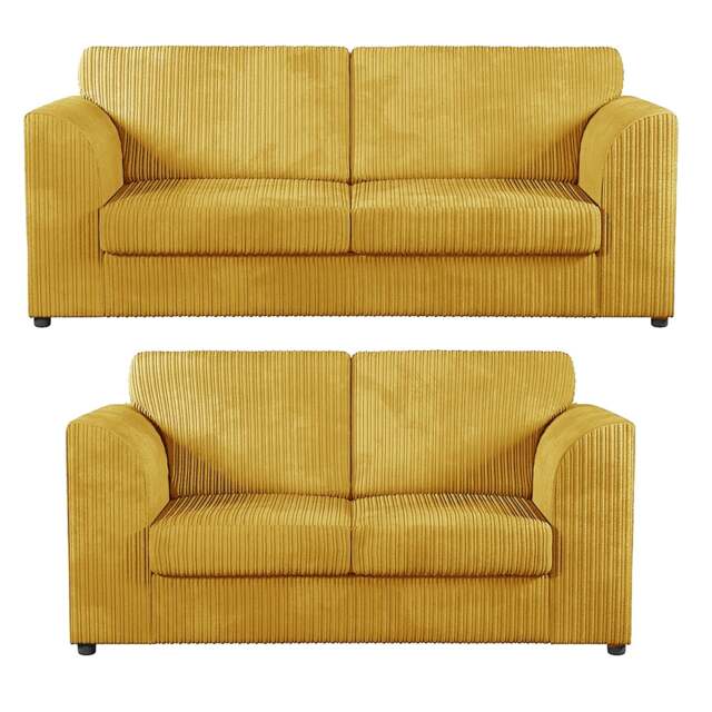 Rackhams Luxor Full Jumbo 3 + 2 Seater Sofa Set – Full Back - Mustard - image 1