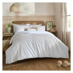 Rackhams Georgia Reversible Duvet Cover Set - White - Double - White - 50% Polyester/50% Cotton - thumbnail 1