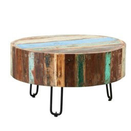 Rackhams Dahila Reclaimed Boat Drum Coffee Table - thumbnail 1