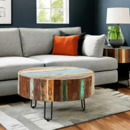 Rackhams Dahila Reclaimed Boat Drum Coffee Table - thumbnail 2