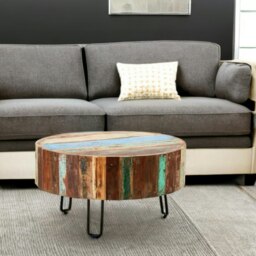 Rackhams Dahila Reclaimed Boat Drum Coffee Table - thumbnail 3