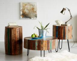 Rackhams Dahila Reclaimed Boat Drum Coffee Table - thumbnail 4