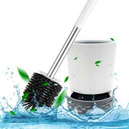 Rackhams Round White Toilet Brush & Holder With Silicone Head - thumbnail 3