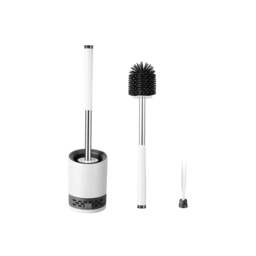 Rackhams Round White Toilet Brush & Holder With Silicone Head