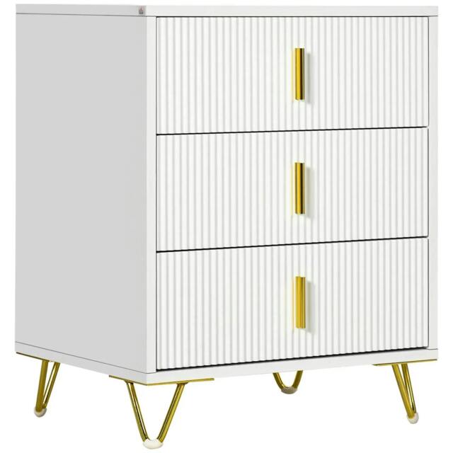 Rackhams Elegant Chest of Three Drawers - White/Gold-Tone - image 1