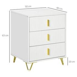 Rackhams Elegant Chest of Three Drawers - White/Gold-Tone - thumbnail 3