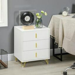 Rackhams Elegant Chest of Three Drawers - White/Gold-Tone - thumbnail 2