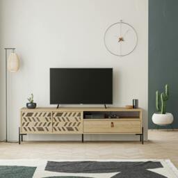 Rackhams Dionysos Modern TV Unit Multimedia Centre with Storage TV Cabinet 170cm - Oak - thumbnail 1