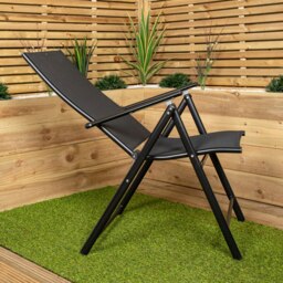 Rackhams 2 x Multi Position High Back Reclining Garden / Outdoor Folding Chair in Black - thumbnail 2