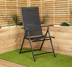 Rackhams 2 x Multi Position High Back Reclining Garden / Outdoor Folding Chair in Black - thumbnail 3