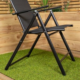 Rackhams 2 x Multi Position High Back Reclining Garden / Outdoor Folding Chair in Black - thumbnail 6