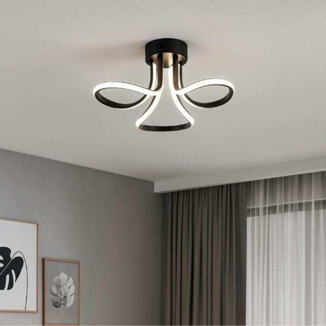 Rackhams Yara 3 Light Black LED Semi Flush Ceiling Light - image 1