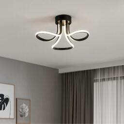 Rackhams Yara 3 Light Black LED Semi Flush Ceiling Light