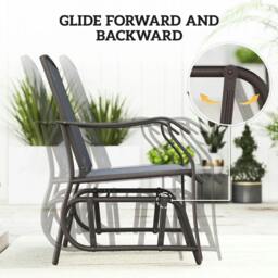 Rackhams Glider Rocking Chair & Table Set 2 Single Seaters Rocker Garden Swing Chair Patio Furniture Bistro Set Grey - thumbnail 4
