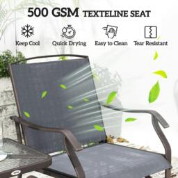 Rackhams Glider Rocking Chair & Table Set 2 Single Seaters Rocker Garden Swing Chair Patio Furniture Bistro Set Grey - thumbnail 5