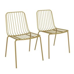 Rackhams Caden Wire Dining Chair in Golden Look - 2 pieces - thumbnail 2