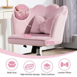 Rackhams Armless Desk Chair Home Office Chair w/ Wide Seat Tilt Function Pink - Pink - thumbnail 4