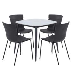 Rackhams Aspen Dining Set - White Sintered Stone Square Table & 4 Bali Dining Chairs - Light Grey - thumbnail 2