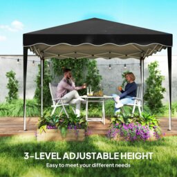 Rackhams 3x3(m) Pop Up Gazebo Marquee Tent for Garden w/ Carry Bag Black - Blue - Steel, Oxford Cloth - 295cm x 295cm x 260cm - thumbnail 4
