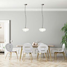 Rackhams Modern Designer Clear Transparent Line Ribbed Glass Oval Pendant Lamp Shade - thumbnail 6
