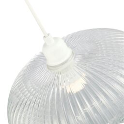 Rackhams Modern Designer Clear Transparent Line Ribbed Glass Oval Pendant Lamp Shade - thumbnail 5