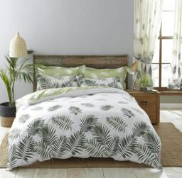 Rackhams Green and White Fern Reversible Duvet Cover Set - Single Bed
