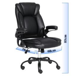 Rackhams Executive Office Chair with Padded Flip-up Armrests, High Back Ergonomic Desk Chair with Lumbar Support - Balck - thumbnail 2