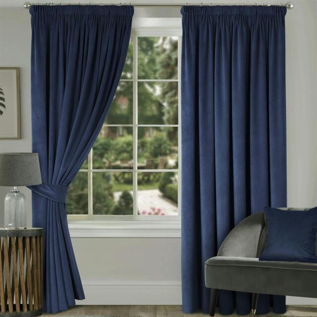 Rackhams Montreal Taped Top Curtains - Navy - 167cm width x 183cm drop - image 1