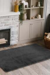 Rackhams Luxury Fur Grey Shaggy Rug – Ultra-Soft Geometric - 70X90 cm - thumbnail 6