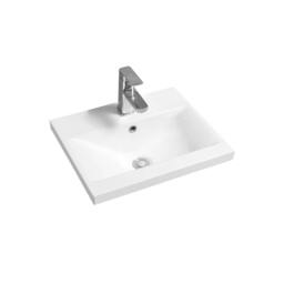 Rackhams 5004 Ceramic 51cm Mid-Edge Inset Basin with Dipped Bowl - White - 50cm - thumbnail 2
