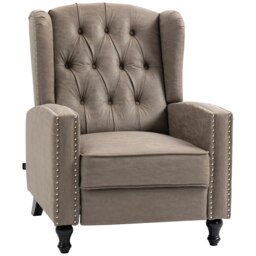 Rackhams Marble Effect Manual Reclining Armchair w/ Footrest - Beige - Polyester, Metal, Rubber Wood - 73cm x 86cm x 98cm - thumbnail 6