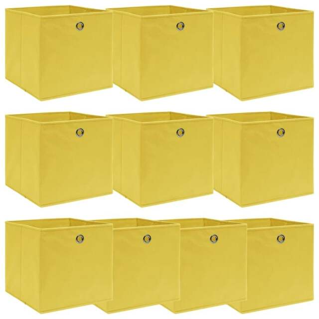 Rackhams Storage Boxes 10 pcs Yellow 32x32x32 cm Fabric