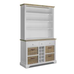 Rackhams Florence Display Cabinet With Shelves, Wine Rack and Storage Baskets - Sage Green - thumbnail 5