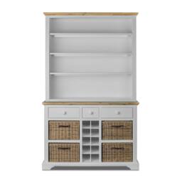 Rackhams Florence Display Cabinet With Shelves, Wine Rack and Storage Baskets - Sage Green - thumbnail 6
