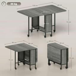 Rackhams Six-Person Drop Leaf Dining Table - Grey/Black - thumbnail 3