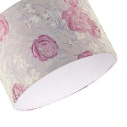 Rackhams Modern Lilac Floral Textured Jacquard Drum Lamp Shade with Pink Roses - thumbnail 3