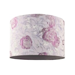 Rackhams Modern Lilac Floral Textured Jacquard Drum Lamp Shade with Pink Roses