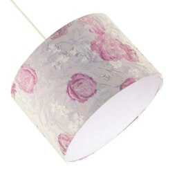 Rackhams Modern Lilac Floral Textured Jacquard Drum Lamp Shade with Pink Roses - thumbnail 5