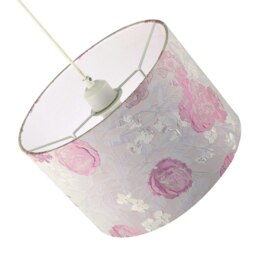 Rackhams Modern Lilac Floral Textured Jacquard Drum Lamp Shade with Pink Roses - thumbnail 4