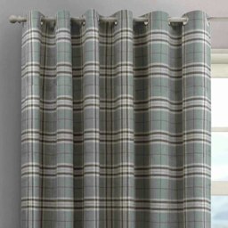 Rackhams Hugo Check Ready Made Eyelet Curtains - 168cm x 183cm - Cream - thumbnail 2