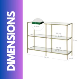 Rackhams Industrial Hallway Table With 3 Tempered Glass Shelves Gold - thumbnail 6