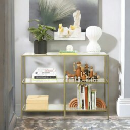 Rackhams Industrial Hallway Table With 3 Tempered Glass Shelves Gold - thumbnail 4