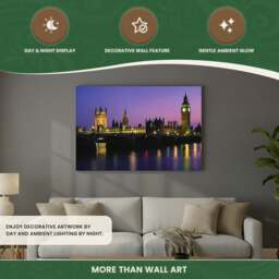 Rackhams Houses of Parliament Canvas Picture Print with 8 LED Lights, 60 x 40 cm, Stretched Wooden Frame, Battery Powered - thumbnail 3