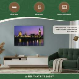 Rackhams Houses of Parliament Canvas Picture Print with 8 LED Lights, 60 x 40 cm, Stretched Wooden Frame, Battery Powered - thumbnail 6