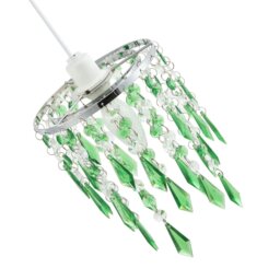 Rackhams Modern Waterfall Design Pendant Shade with Clear/Emerald Acrylic Drops and Beads - thumbnail 3