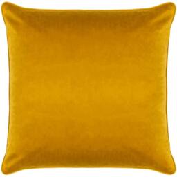Rackhams Manor Piped Velvet Bee Cushion Cover - Yellow - 43cm x 43cm - Yellow - 100% Polyester - thumbnail 3