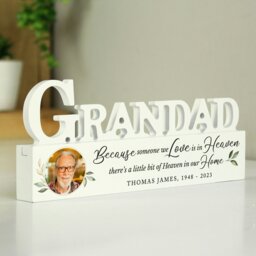 Rackhams Personalised Botanical Memorial Photo Upload Wooden Grandad Ornament - thumbnail 1